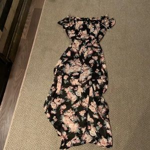 Floral romper with train dress